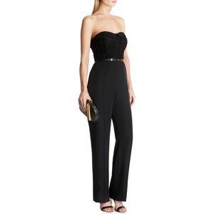 Ted Baker Black Karlina Jacquard Bustier Wide-Leg Jumpsuit Women’s Size 4